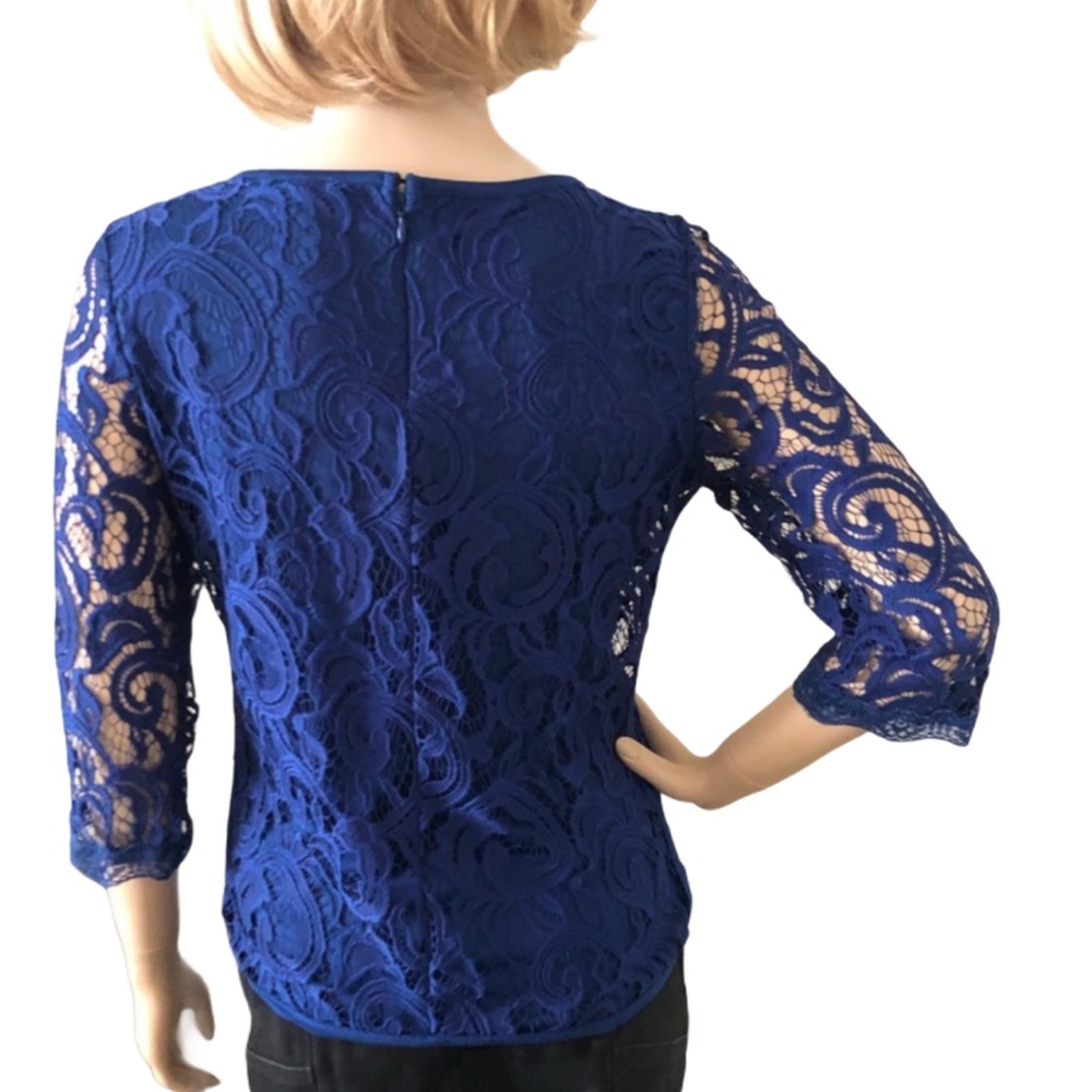 Adrianna Papell Blue Lace Large Top - Picture 3 of 7